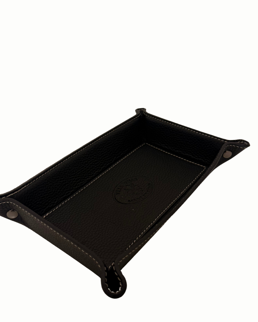 Leather Rectangular Valet Tray - Black