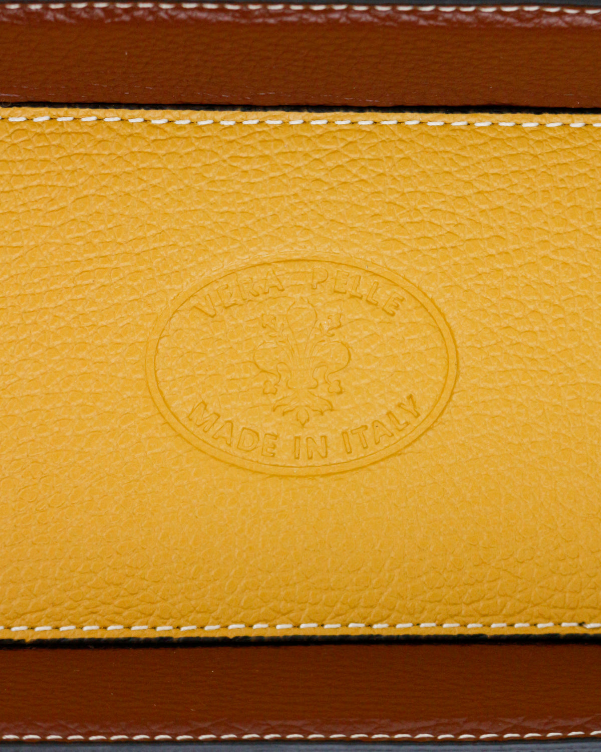 Leather Tray Rectangular - Yellow and Brown
