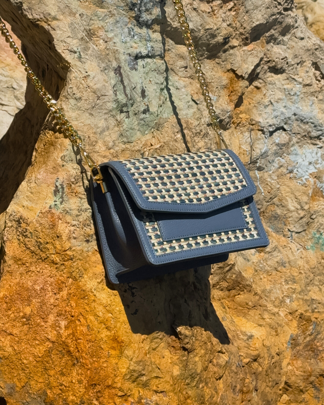 The Armonia Dusty Blue – Sculptural bag handmade in genuine Italian leather in Florence by SarabyJG