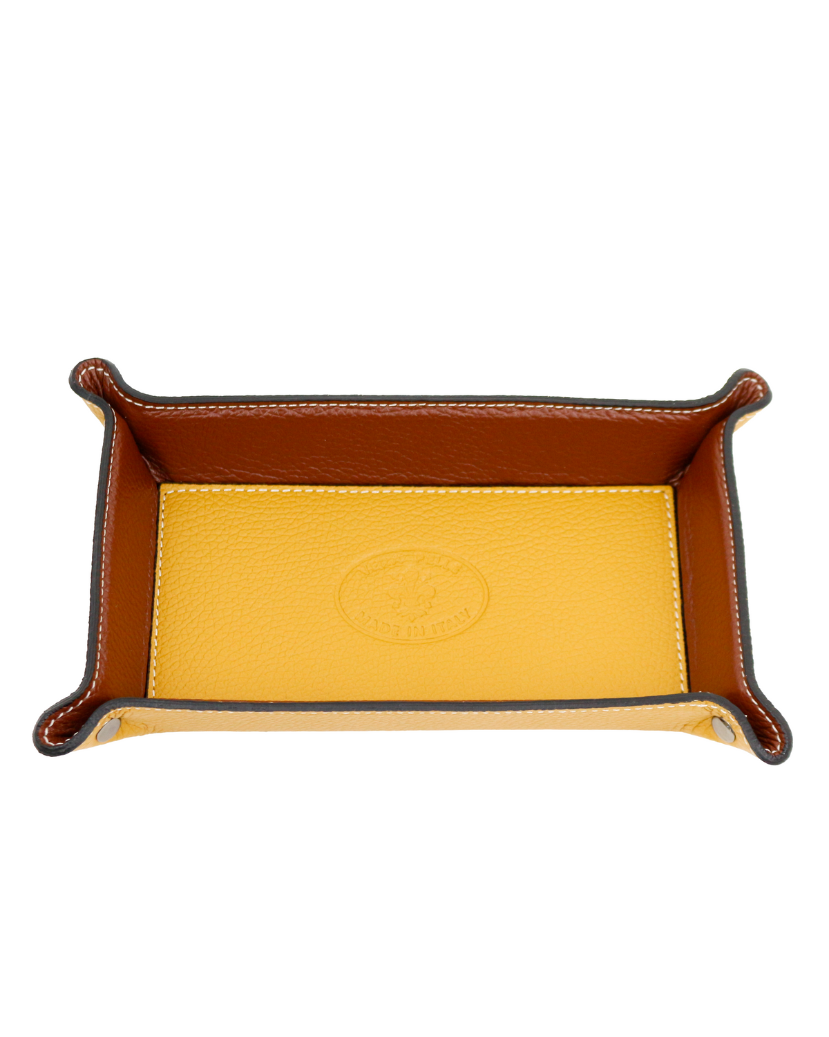 Leather Tray Rectangular - Yellow and Brown