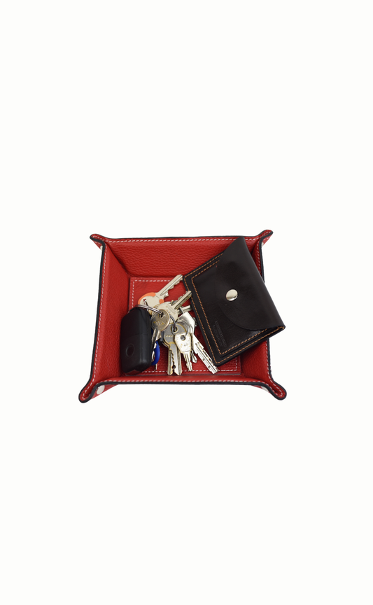 Leather Valet Tray – Red