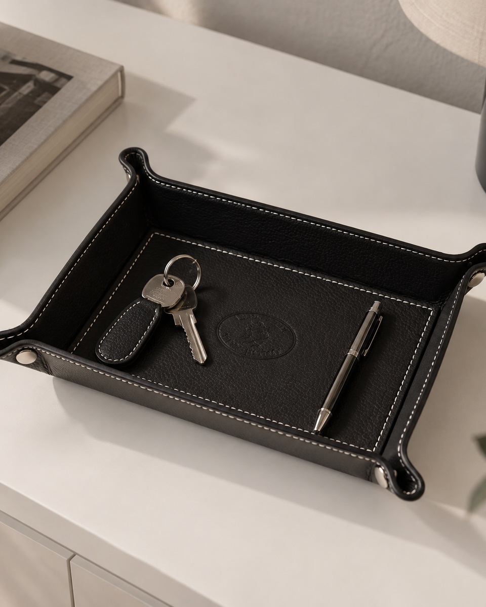 Leather Rectangular Tray - Black
