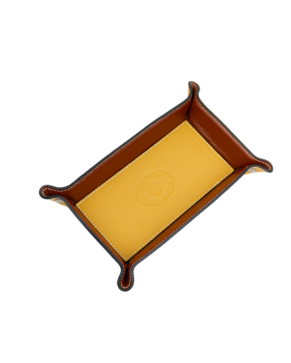 Leather Tray Rectangular - Yellow and Brown